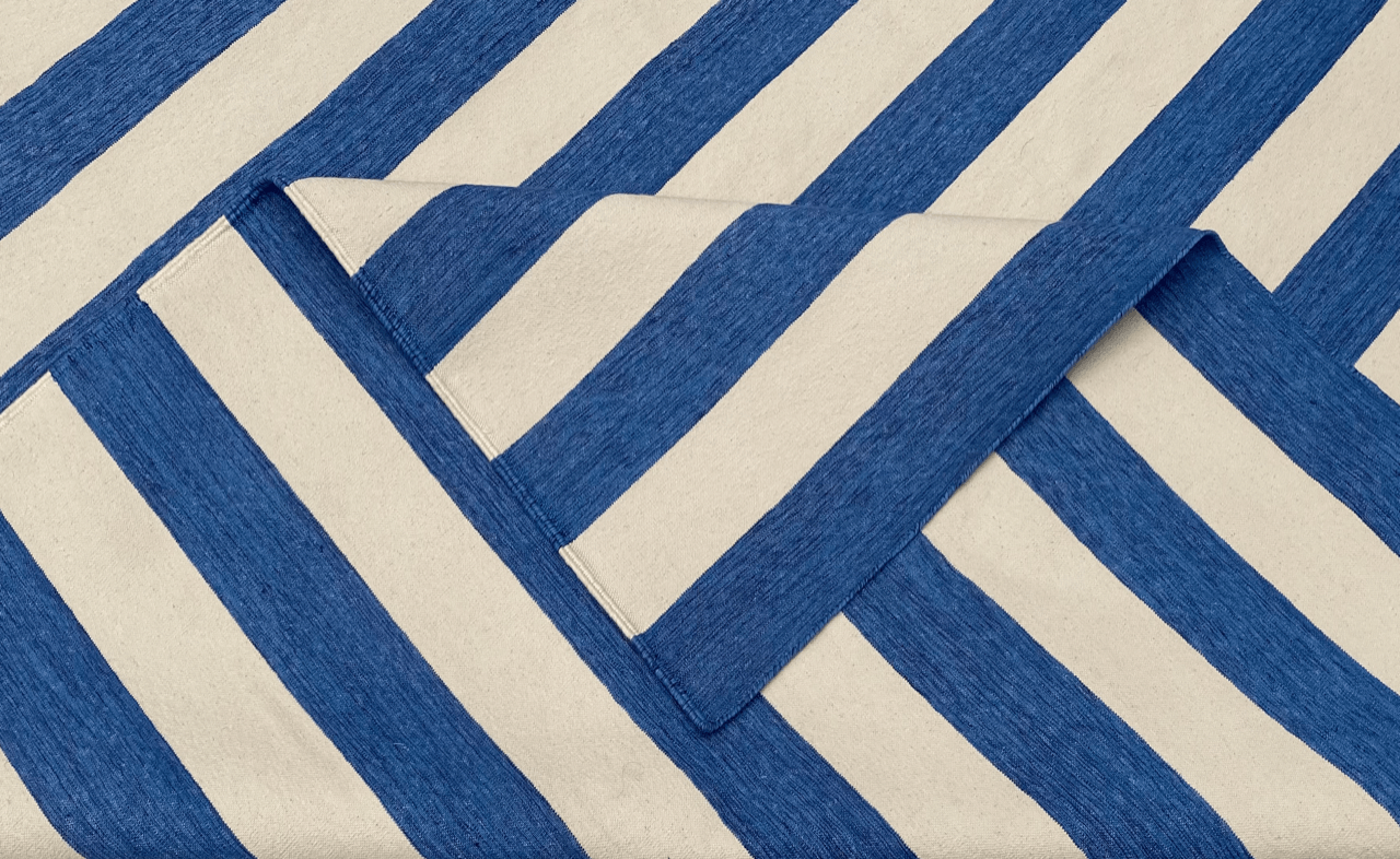 CARNIVAL STRIPES – SAPPHIRE BLUE & OFF WHITE RUGS