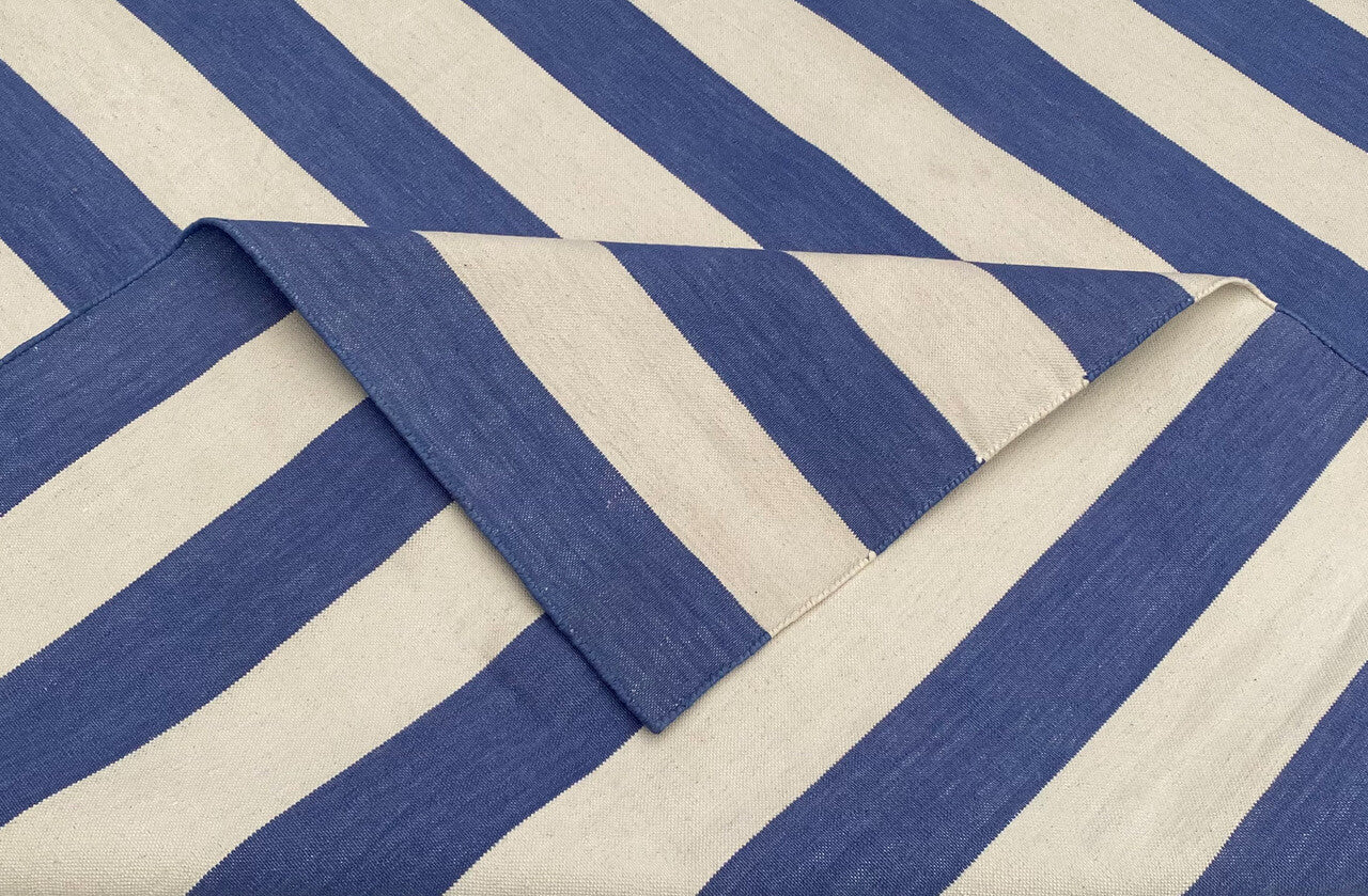 CARNIVAL STRIPES – PEACOCK BLUE & OFF WHITE RUGS
