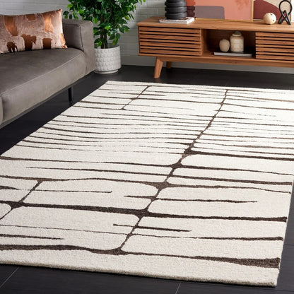 White and Brown Modern Design Rug-BIsha Rugs