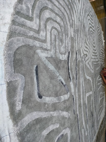 Gray Color Irregular Design Area Rug