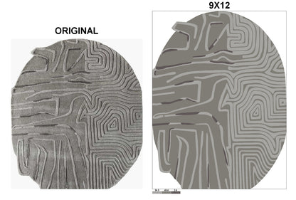 Gray Color Irregular Design Area Rug