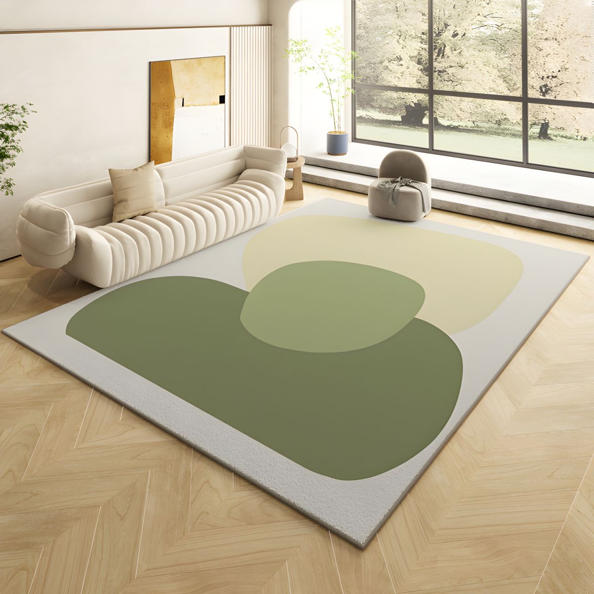 Dark Green Color Modern Hand Tufted Design Rug