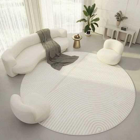 Off White Color Modern Round Area Rug