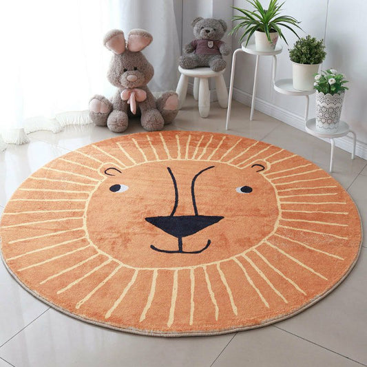 Brown and white Modern Design Round  Area Rug