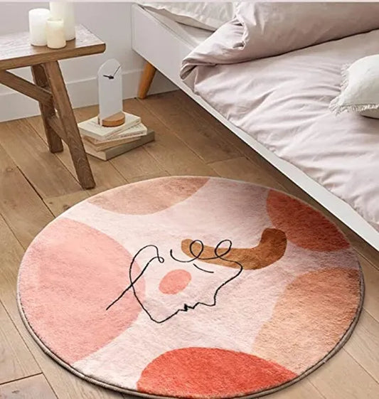 Simple Line Rug Round Imitation Cashmere Area Rug