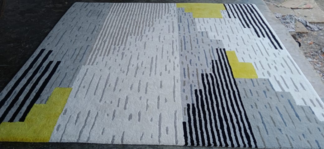 Yellow and Gray Color Classic Design Rug
