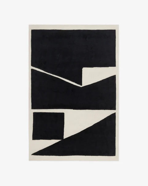 Dusty White & Black Color Modern Tufted Rug-Bisha Rugs