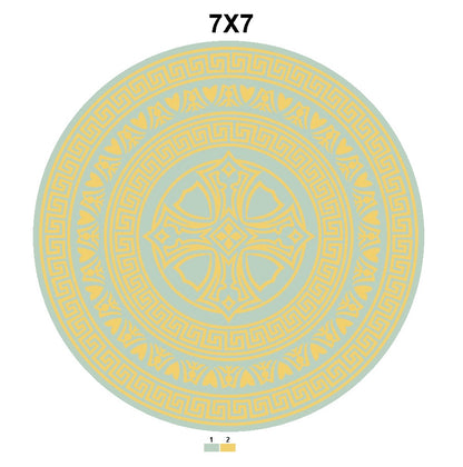 Hand Knotted Style Round Area Rug