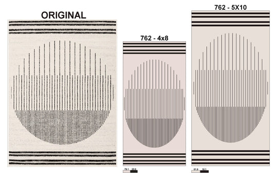 Cream and Black Color Wool Area Rug