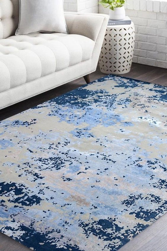 Blue and Light Blue Color Prestige Plush Design Rug