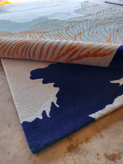 Blue and Beige + Gray Color Most Beautiful Design Area Rug