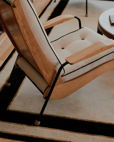 Glid Frame white and Black Tufted Rug-Bisha Rugs