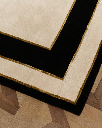Glid Frame white and Black Tufted Rug-Bisha Rugs
