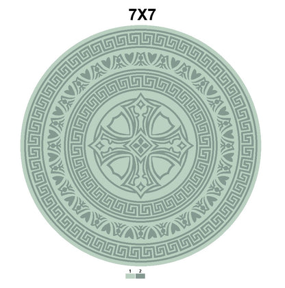 Hand Knotted Style Round Area Rug