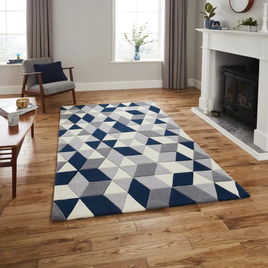Blue + Gray Color Classic Design Area Rug