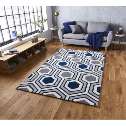 Blue + Gray Modern Design Area Rug