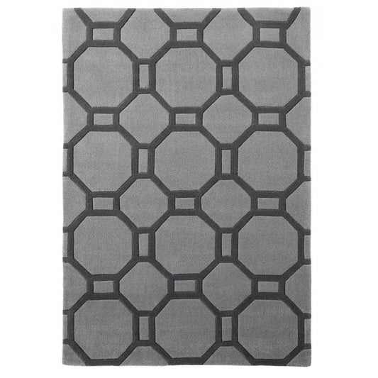 Gray Color Geomatrical Design Area Rug