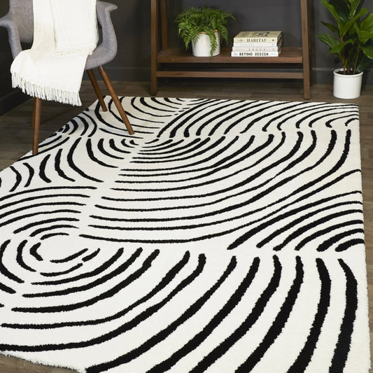 Black and White Geomatrical Classic Design Rug