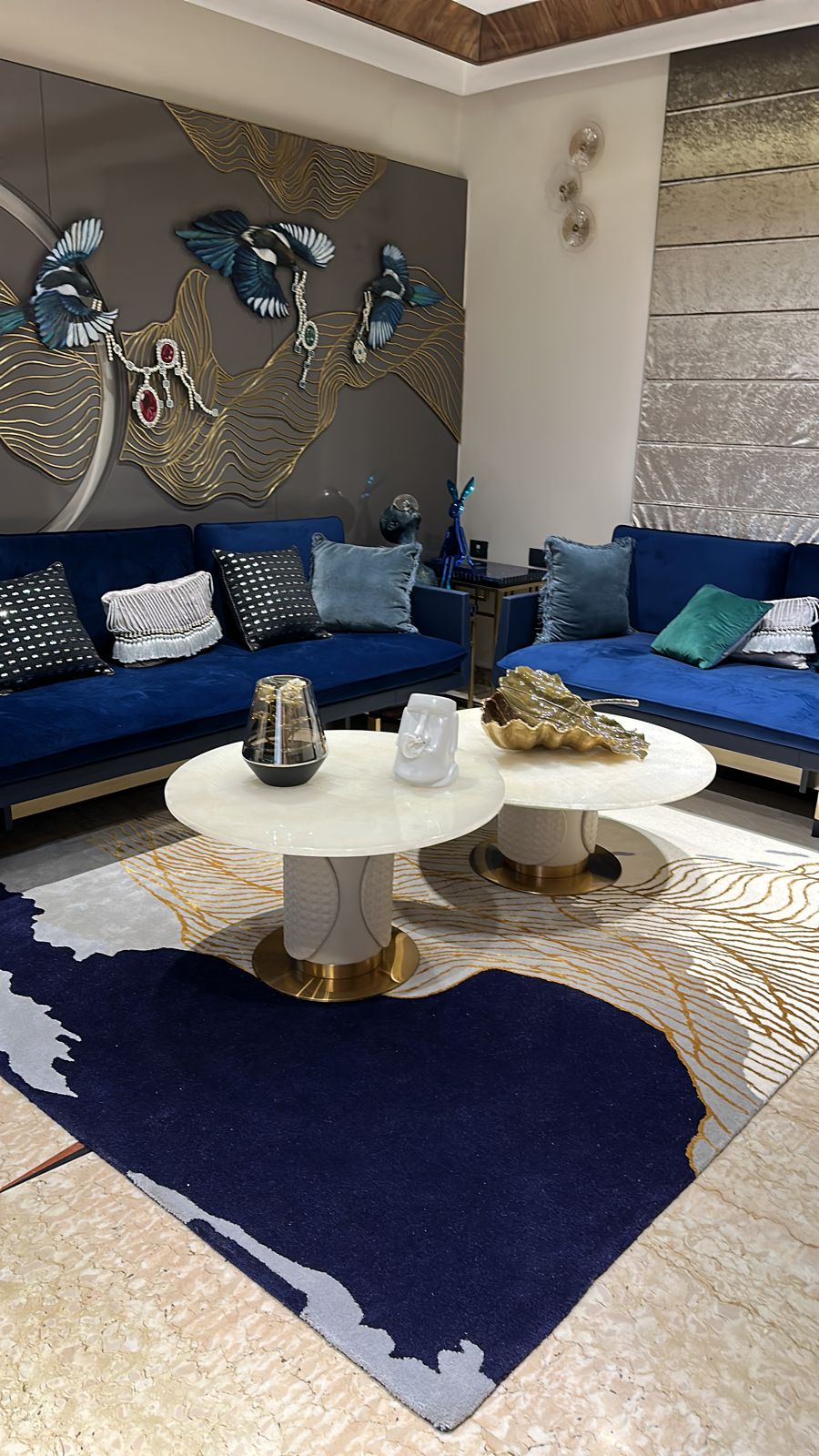 Blue and Beige + Gray Color Most Beautiful Design Area Rug