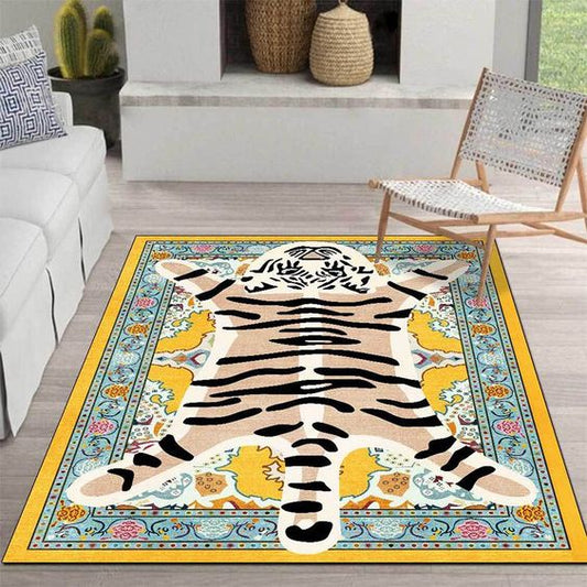 Yellow Color Leopard Design Rug