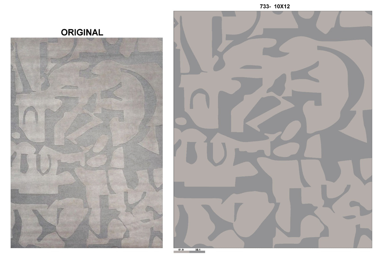 Gray Color Geomatrical Wool and Silk Mix Area Rug