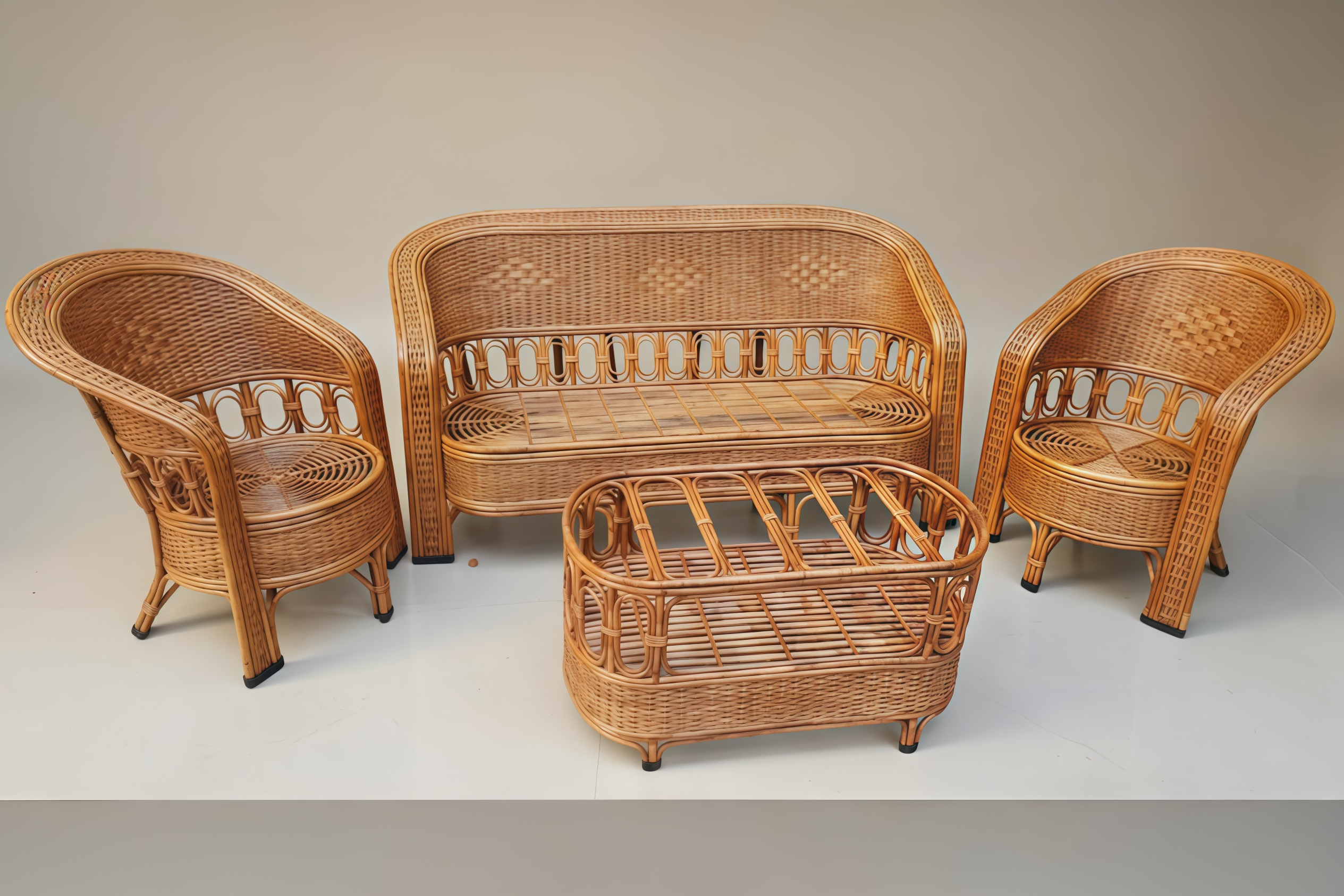 The Earthy Luxe Barrel Sofa Set