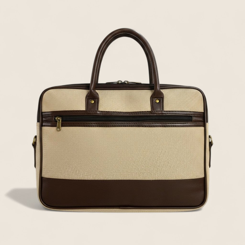 Handcrafted Jute & Leather Laptop Bag – Durable Office & Travel Briefcase