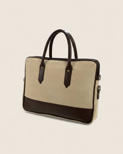 Handcrafted Jute & Leather Laptop Bag – Durable Office & Travel Briefcase
