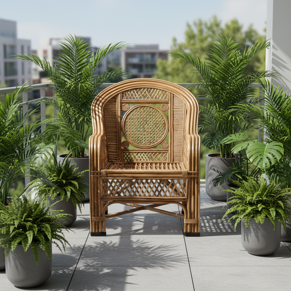 Circular Lattice Wicker Lounge Chair