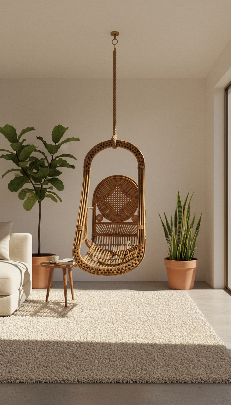 Handwoven Rattan Hanging Chair