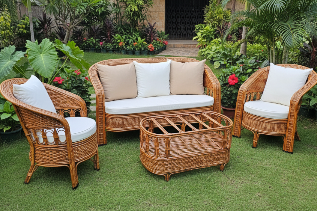 The Earthy Luxe Barrel Sofa Set