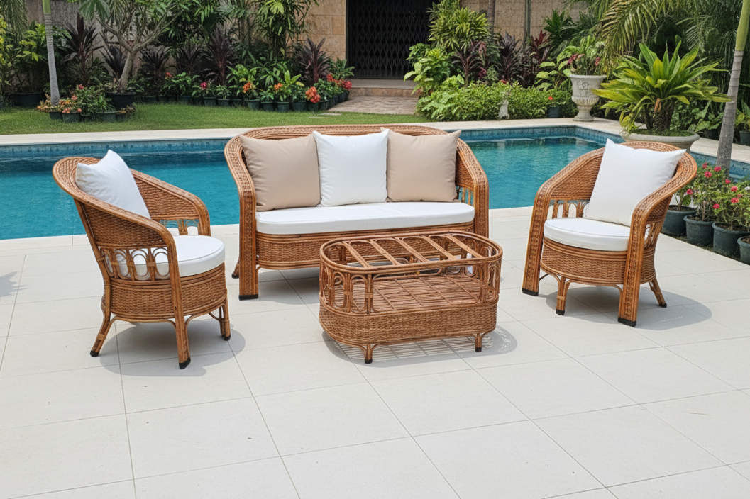 The Earthy Luxe Barrel Sofa Set