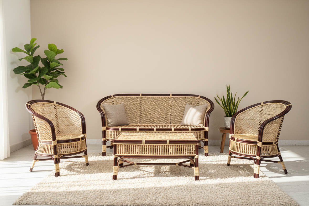 The Mahogany Edge Wicker Lounge Set