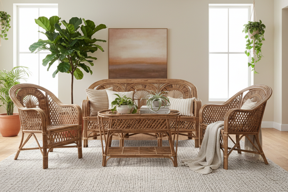 The Peacock Fan Wicker Lounge Set