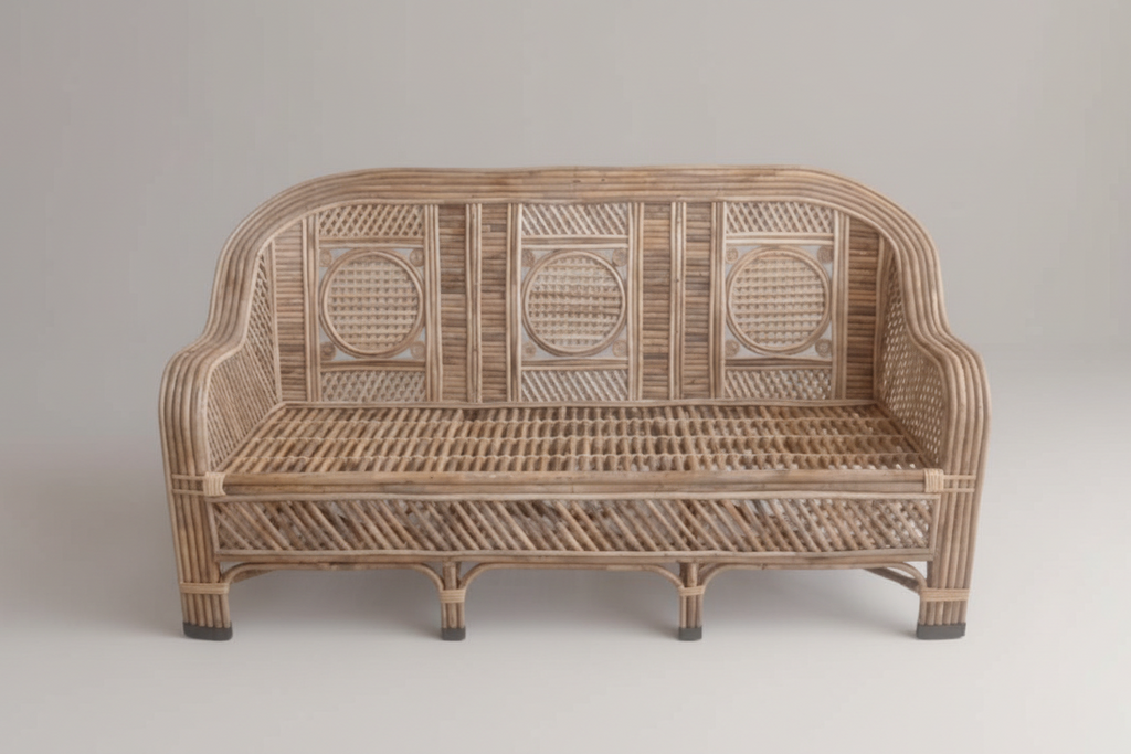 The Medallion Weave Rattan couch