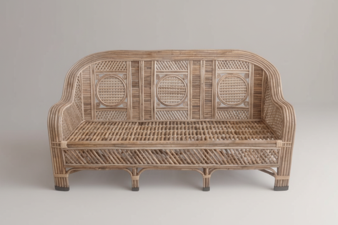 The Medallion Weave Rattan couch