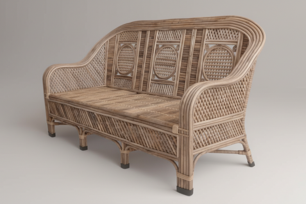 The Medallion Weave Rattan couch