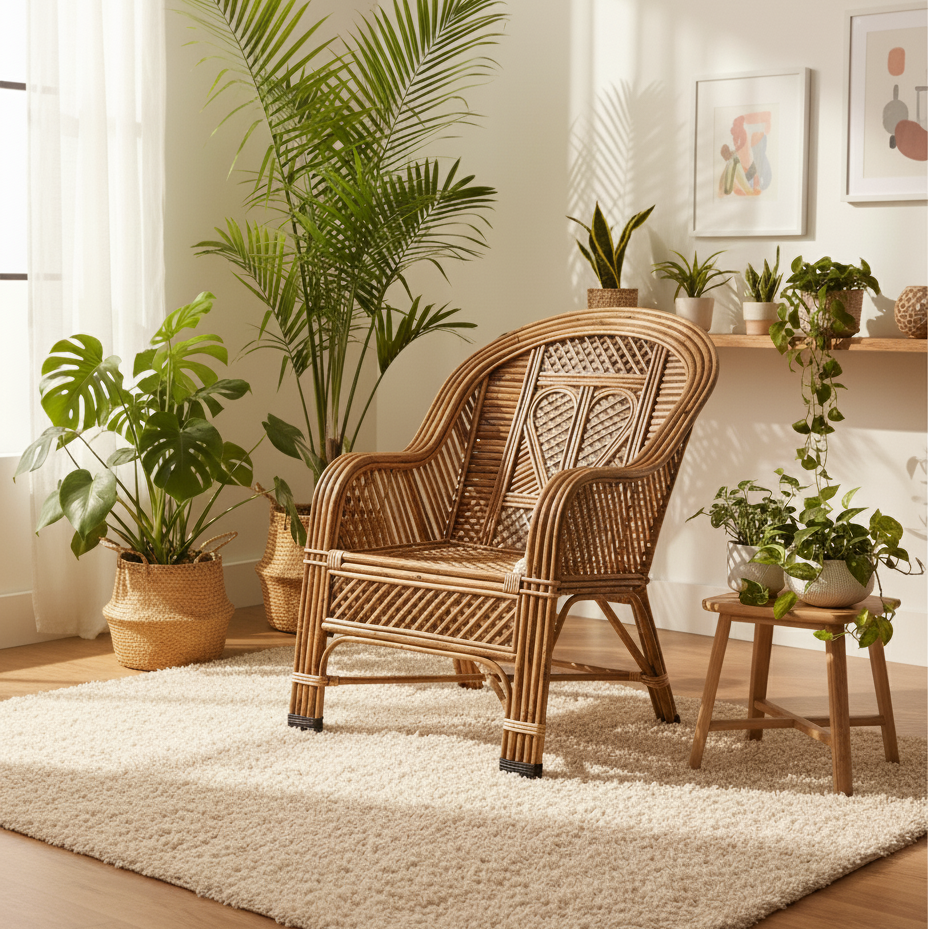 Heart Lattice Wicker Lounge Chair
