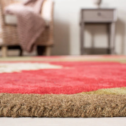 Red Floral Round Area Rug