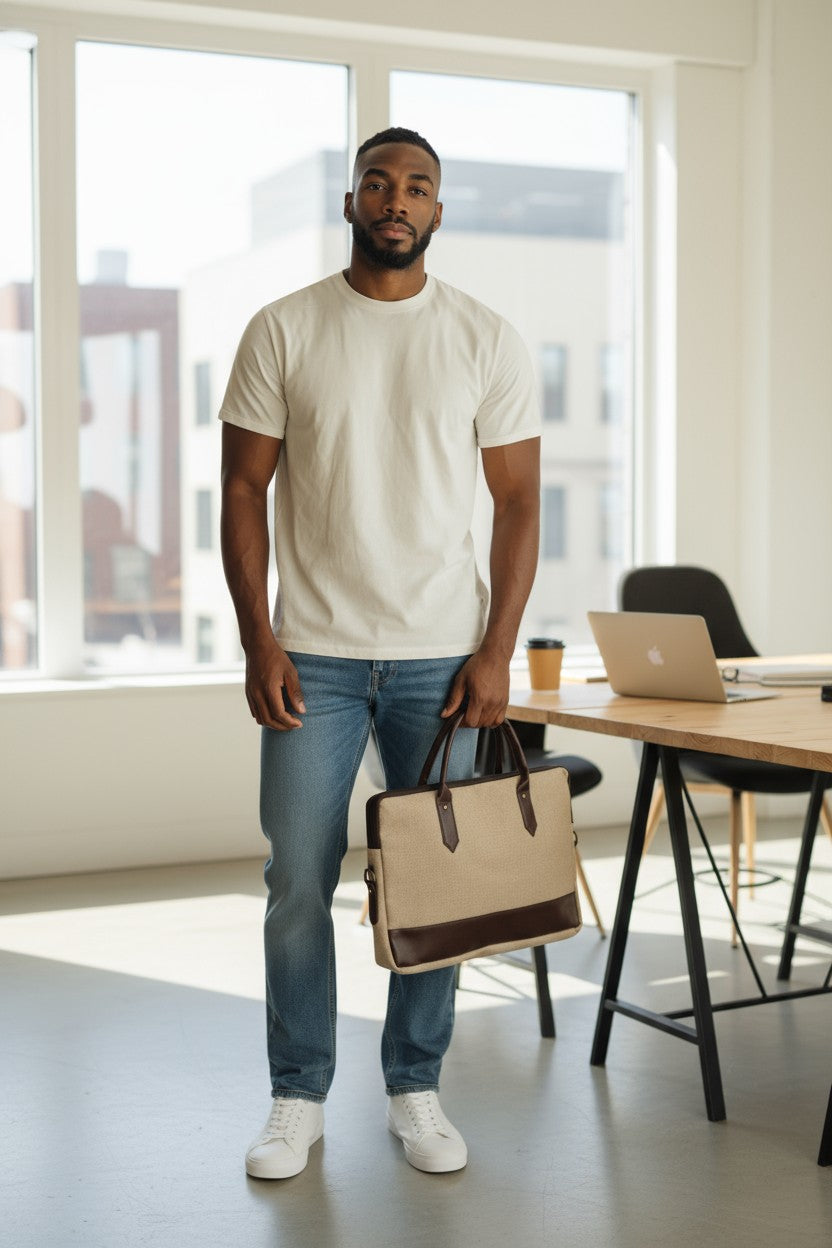 Stylish Jute Laptop Bag – For Office Days, Coffee Dates & Weekend Getaways