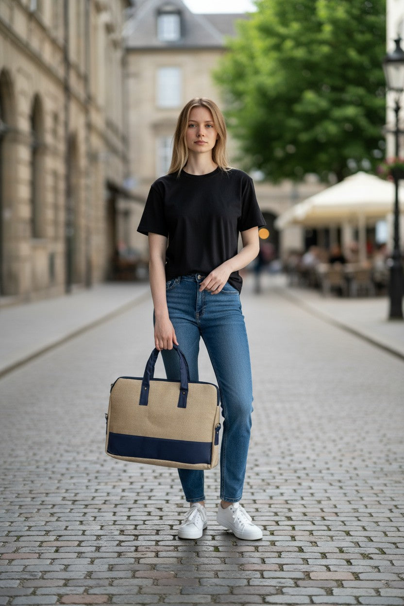 Minimalist Jute Laptop Bag – Perfect Balance of Elegance & Everyday Utility