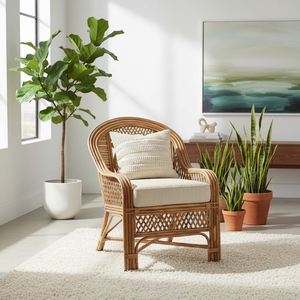 Circular Lattice Wicker Lounge Chair