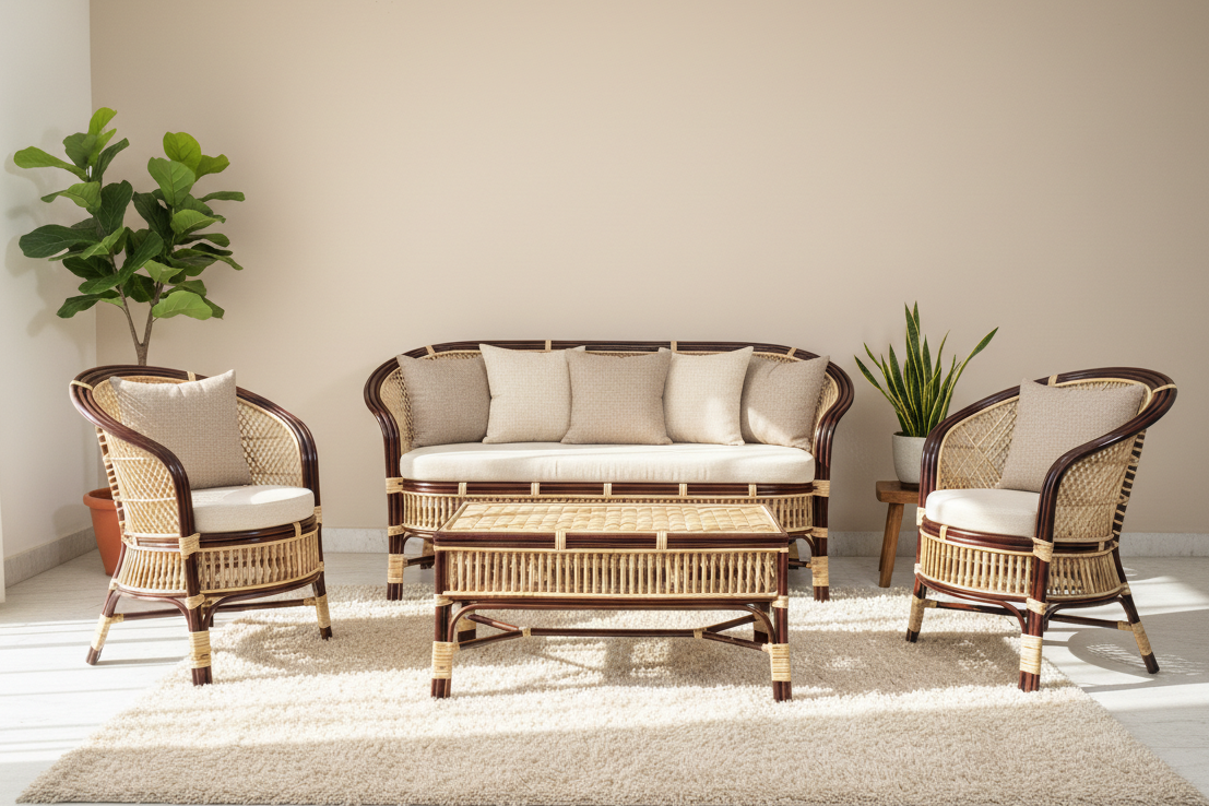 The Mahogany Edge Wicker Lounge Set