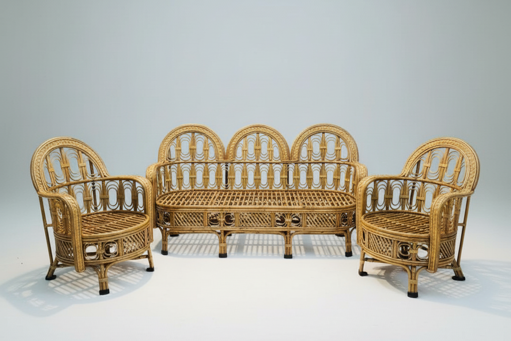 Triple-Arch Rattan Living Set