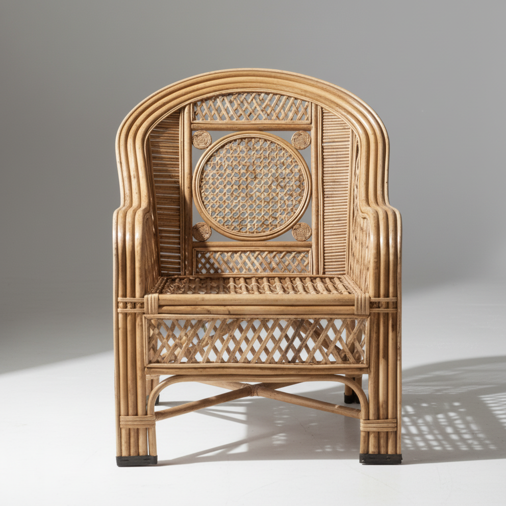 Circular Lattice Wicker Lounge Chair