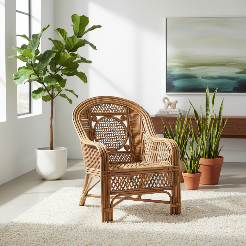 Circular Lattice Wicker Lounge Chair