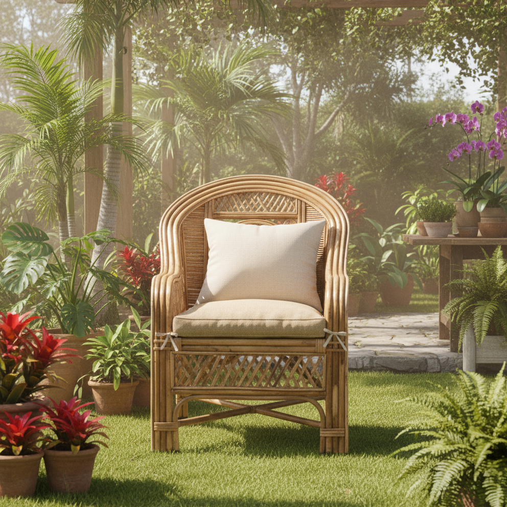 Circular Lattice Wicker Lounge Chair
