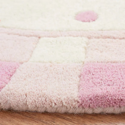 Pink Color Round Rug for Bedroom, Bathroom and Living Room