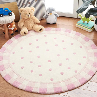 Pink Color Round Rug for Bedroom, Bathroom and Living Room