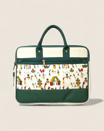 Traditional Art Print Jute Laptop Bag - Timeless Art, Modern Professional